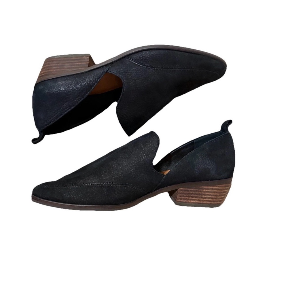 Lucky Brand Black Leather Slip On Mahzan Flat Womens Sz 7.5 - Picture 3 of 7